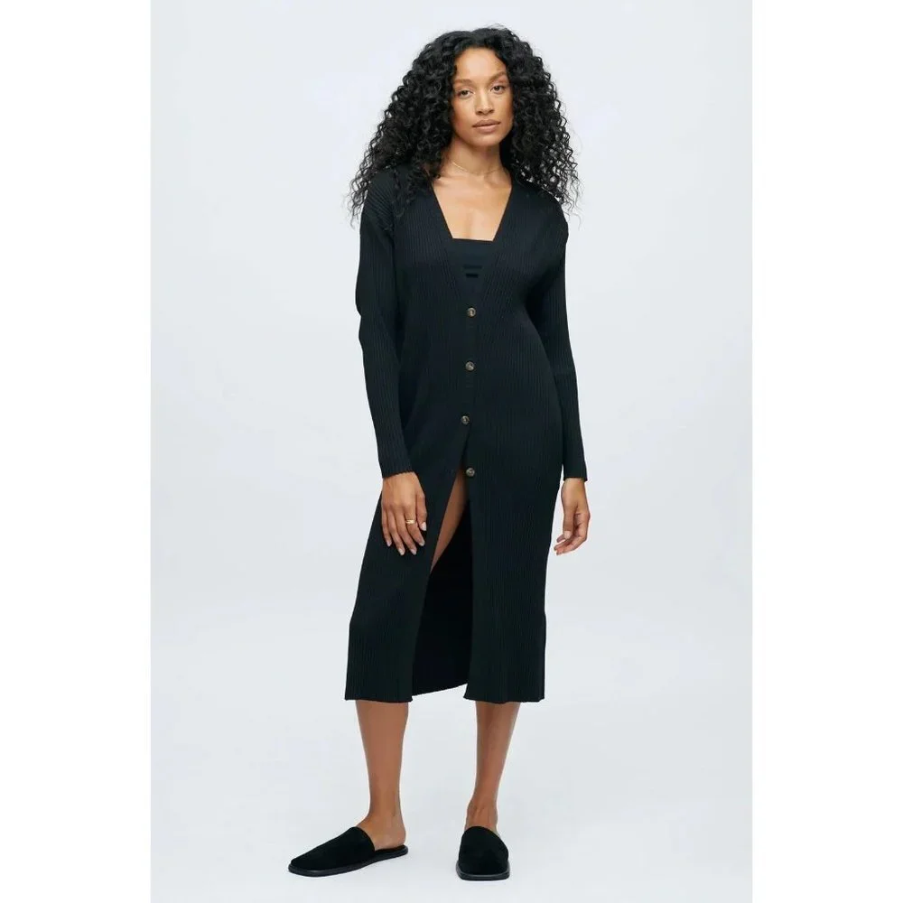 NWT KOTN | Women's Midi Ribbed Cardigan in Stone Blue - Picture 2 of 10